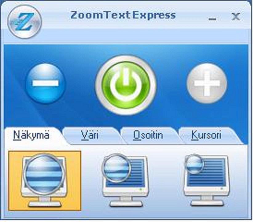 ZoomText Expressin käyttöliittymä